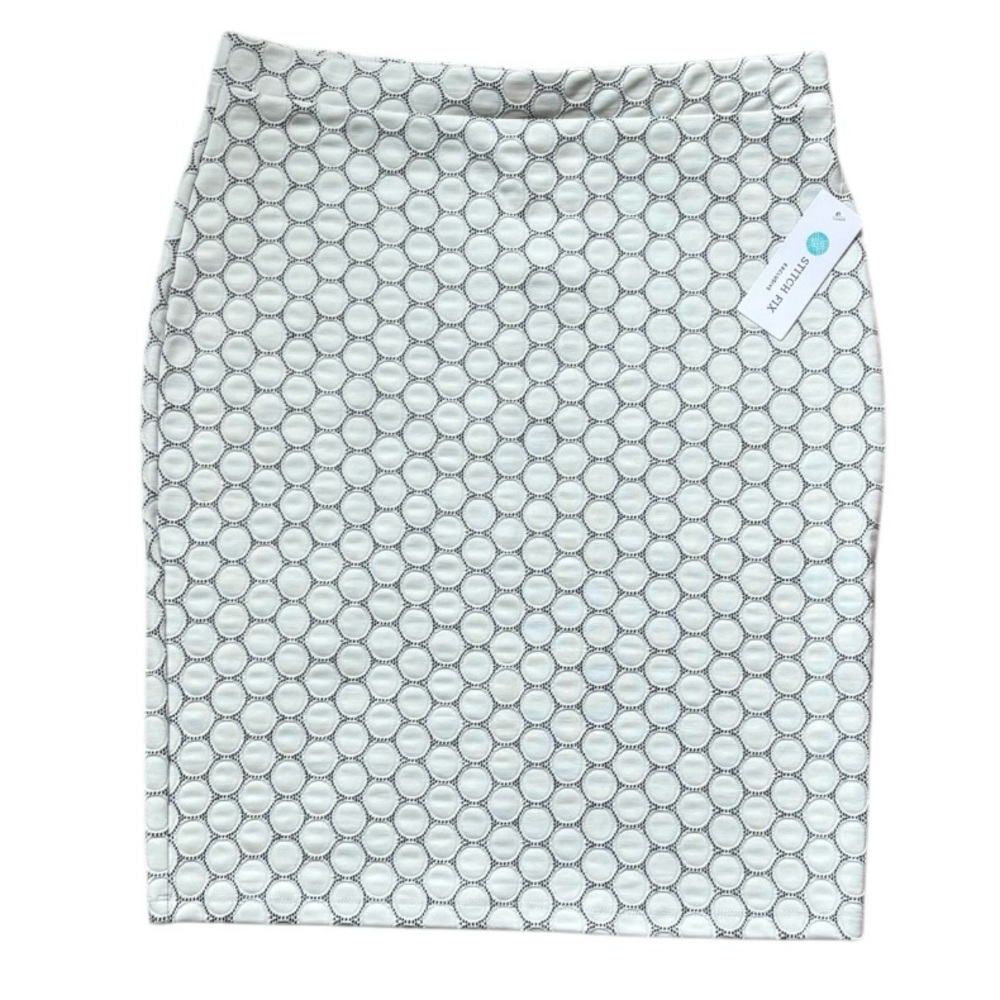 NWT Leota Women's Tabitha Black and White Stretch Knit Pencil Skirt Size Large